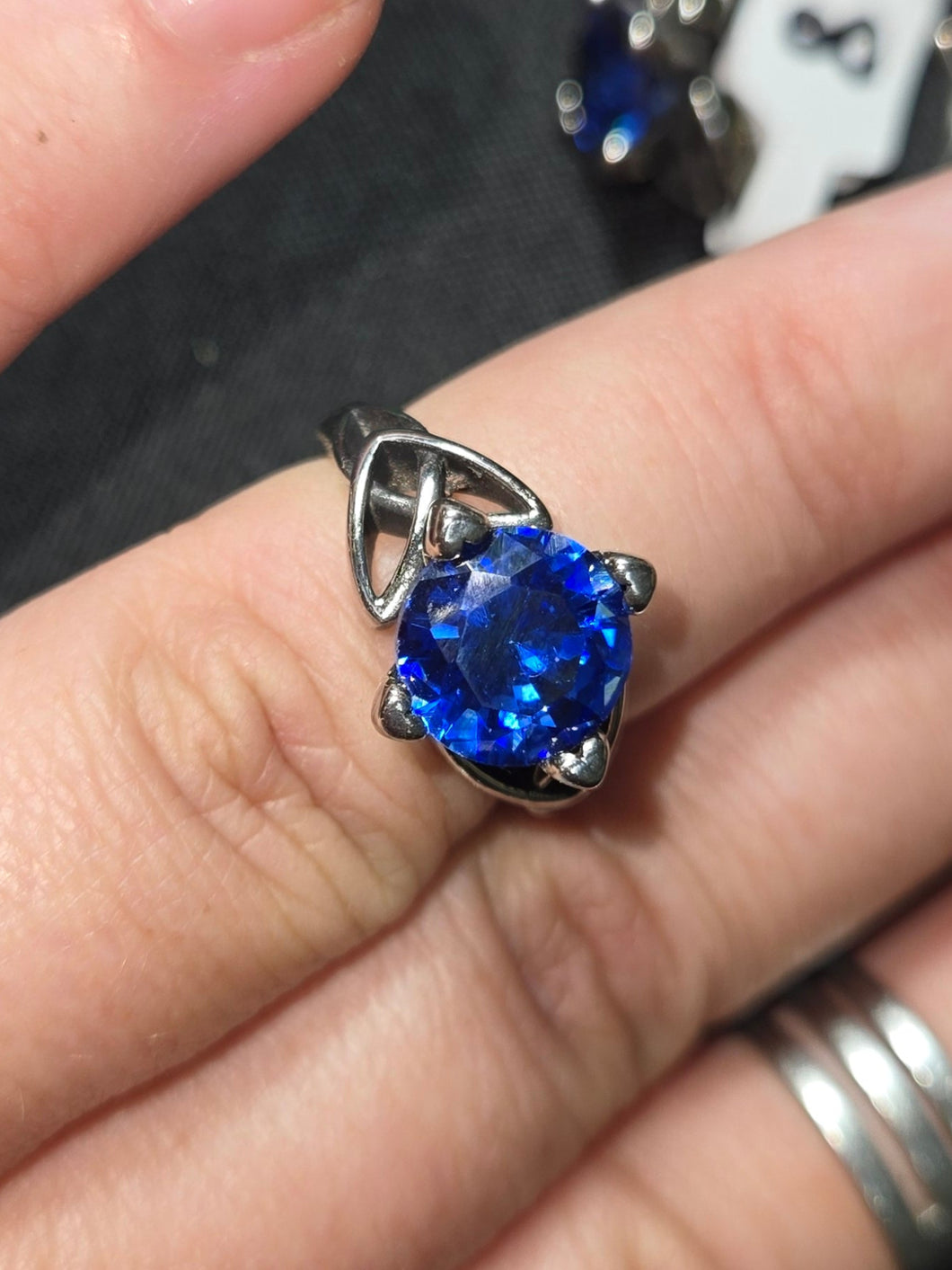 Celtic Heart Ring Sapphire Blue CZ